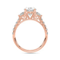 14K ROSE GOLD 3.00CT ROUND/OVAL/HALF MOON DIAMOND LADIES RING (CENTER STONE OVAL DIAMOND 2CT)