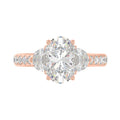 14K ROSE GOLD 3.00CT ROUND/OVAL/HALF MOON DIAMOND LADIES RING (CENTER STONE OVAL DIAMOND 2CT)