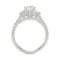 LADIES RING 3CT ROUND/EMERALD/CADILLAC DIAMOND 14K WHITE GOLD (CENTER STONE EMERALD DIAMOND 2CT )