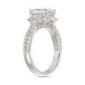 LADIES RING 3CT ROUND/EMERALD/CADILLAC DIAMOND 14K WHITE GOLD (CENTER STONE EMERALD DIAMOND 2CT )