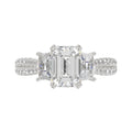 LADIES RING 3CT ROUND/EMERALD/CADILLAC DIAMOND 14K WHITE GOLD (CENTER STONE EMERALD DIAMOND 2CT )