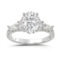 LADIES RING 3 1/2CT ROUND/HALF MOON/OVAL/BAGUETTE DIAMOND 14K WHITE GOLD (CENTER STONE OVAL DIAMOND 2CT )