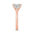 14K ROSE GOLD 3/4CT ROUND/TRAPEZOID DIAMOND LADIES RING (CENTER STONE EMERALD DIAMOND 2CT)