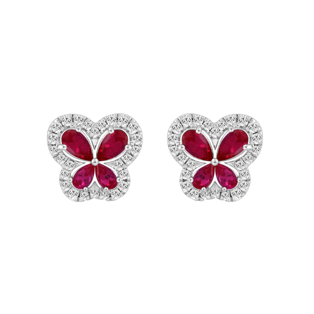 14K WHITE GOLD 1 1/2CT ROUND/PEAR DIAMOND LADIES EARRINGS (RUBY PEAR)