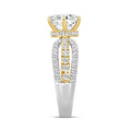 LADIES RING 2 3/4 CT ROUND DIAMOND 14K WHITE/YELLOW GOLD (CENTER STONE ROUND DIAMOND 2CT )