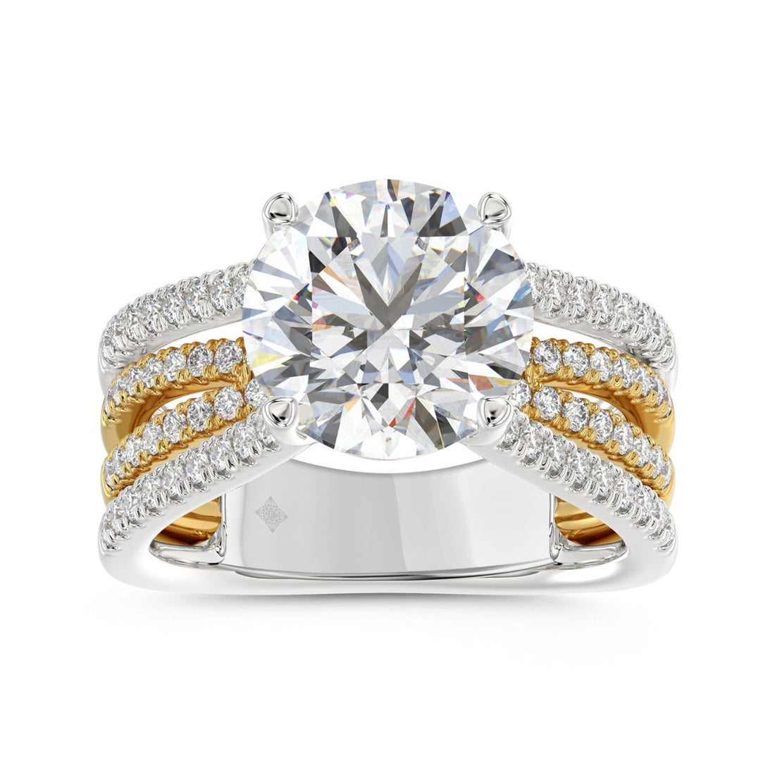 LADIES RING 3 5/8CT ROUND DIAMOND 14K WHITE/YELLOW GOLD (CENTER STONE ROUND DIAMOND 3CT )