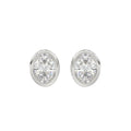 LADIES SOLITAIRE EARRINGS 3CT OVAL DIAMOND 14K WHITE GOLD