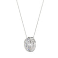 LADIES SOLITAIRE PENDANT 1CT OVAL DIAMOND 14K WHITE GOLD WITH CHAIN