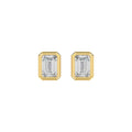 LADIES SOLITAIRE EARRINGS 2CT EMERALD DIAMOND 14K YELLOW GOLD