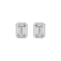 LADIES SOLITAIRE EARRINGS 3CT EMERALD DIAMOND 14K WHITE GOLD 