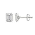 LADIES SOLITAIRE EARRINGS 3CT EMERALD DIAMOND 14K WHITE GOLD 
