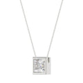 LADIES SOLITAIRE PENDANT 1CT PRINCESS DIAMOND 14K WHITE GOLD WITH CHAIN