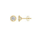 LADIES SOLITAIRE EARRINGS 1CT ROUND DIAMOND 14K YELLOW GOLD