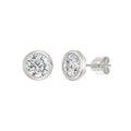 LADIES SOLITAIRE EARRINGS 3CT ROUND DIAMOND 14K WHITE GOLD