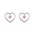 ETERNAL BLUSH COLLECTION LADIES EARRINGS 1/3CT ROUND DIAMOND 14K WHITE GOLD (CENTER STONE PINK ROUND DIAMOND 1/5CT)