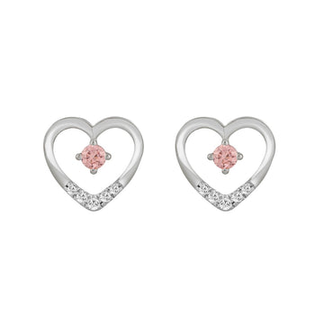 ETERNAL BLUSH COLLECTION LADIES EARRINGS 1/3CT ROUND DIAMOND 14K WHITE GOLD (CENTER STONE PINK ROUND DIAMOND 1/5CT)