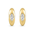 LADIES HOOP EARRINGS 2CT MARQUISE DIAMOND 14K YELLOW GOLD