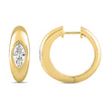 LADIES HOOP EARRINGS 2CT MARQUISE DIAMOND 14K YELLOW GOLD