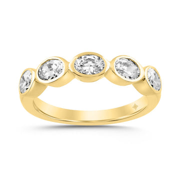 LADIES BAND 1CT OVAL DIAMOND 14K YELLOW GOLD