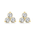 LADIES EARRINGS 1CT ROUND DIAMOND 14K YELLOW GOLD 
