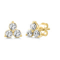 LADIES EARRINGS 1CT ROUND DIAMOND 14K YELLOW GOLD 
