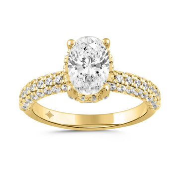 LADIES RING 2 3/4CT ROUND/OVAL DIAMOND 14K YELLOW GOLD (CENTER STONE OVAL DIAMOND 2CT )