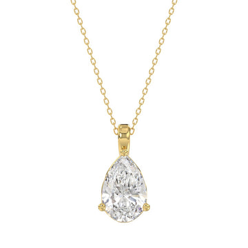 LADIES SOLITAIRE PENDANT 2 1/2CT PEAR DIAMOND 14K YELLOW GOLD 