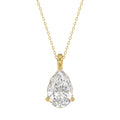 LADIES SOLITAIRE PENDANT 4CT PEAR DIAMOND 14K YELLOW GOLD 