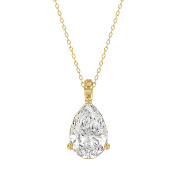 LADIES SOLITAIRE PENDANT 4CT PEAR DIAMOND 14K YELLOW GOLD 