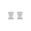 LADIES SOLITAIRE EARRINGS 2 1/2CT EMERALD DIAMOND 14K WHITE GOLD 