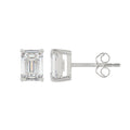 LADIES SOLITAIRE EARRINGS 2 1/2CT EMERALD DIAMOND 14K WHITE GOLD 