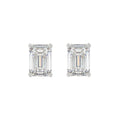 LADIES SOLITAIRE EARRINGS 4.00CT EMERALD DIAMOND 14K WHITE GOLD 