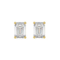 LADIES SOLITAIRE EARRINGS 4.00CT EMERALD DIAMOND 14K YELLOW GOLD 