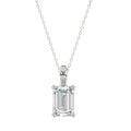 LADIES SOLITAIRE PENDANT WITH CHAIN 2 1/2CT EMERALD DIAMOND 14K WHITE GOLD 