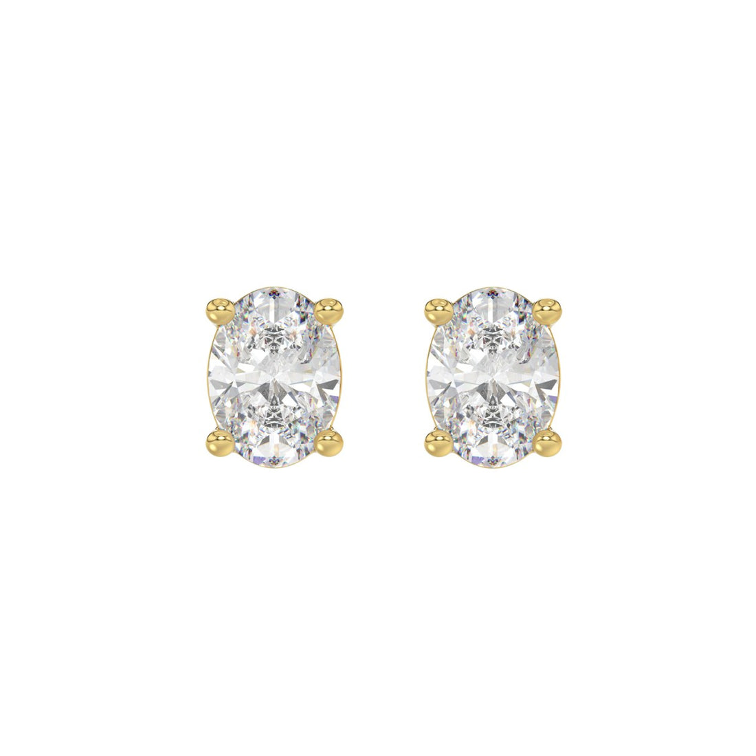 LADIES SOLITAIRE EARRINGS 2 1/2CT OVAL DIAMOND 14K YELLOW GOLD 