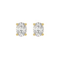 LADIES SOLITAIRE EARRINGS 2 1/2CT OVAL DIAMOND 14K YELLOW GOLD 