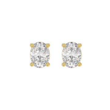 LADIES SOLITAIRE EARRINGS 2 1/2CT OVAL DIAMOND 14K YELLOW GOLD 