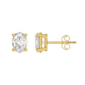 LADIES SOLITAIRE EARRINGS 2 1/2CT OVAL DIAMOND 14K YELLOW GOLD 