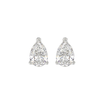 LADIES SOLITAIRE EARRINGS 2 1/2CT PEAR DIAMOND 14K WHITE GOLD 