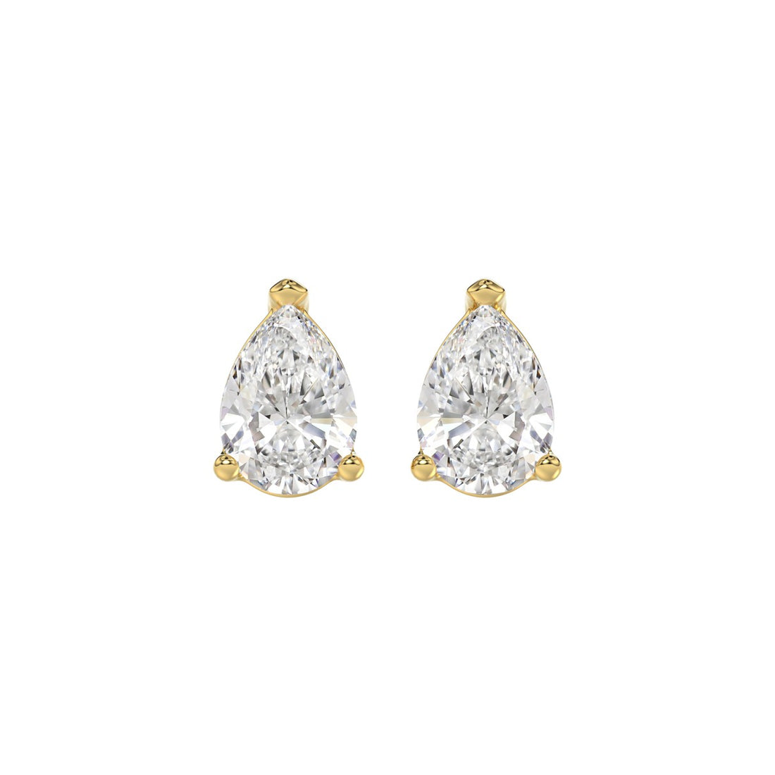 LADIES SOLITAIRE EARRINGS 2 1/2CT PEAR DIAMOND 14K YELLOW GOLD 