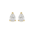 LADIES SOLITAIRE EARRINGS 2 1/2CT PEAR DIAMOND 14K YELLOW GOLD 
