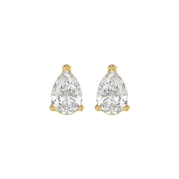 LADIES SOLITAIRE EARRINGS 2 1/2CT PEAR DIAMOND 14K YELLOW GOLD 