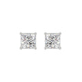 LADIES SOLITAIRE EARRINGS 2 1/2CT PRINCESS DIAMOND 14K WHITE GOLD 