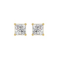 LADIES SOLITAIRE EARRINGS 2 1/2CT PRINCESS DIAMOND 14K YELLOW GOLD 
