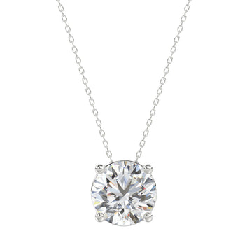 LADIES SOLITAIRE PENDANT WITH UNDER-PASS CHAIN 2 1/2CT ROUND DIAMOND 14K WHITE GOLD 