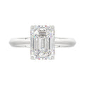 LADIES SOLITAIRE RING 4CT EMERALD DIAMOND 14K WHITE GOLD 