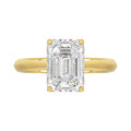 LADIES SOLITAIRE RING 4CT EMERALD DIAMOND 14K YELLOW GOLD 