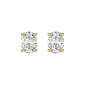 LADIES SOLITAIRE EARRINGS 4.00CT OVAL DIAMOND 14K YELLOW GOLD (CENTER STONE OVAL DIAMOND 2.00CT)
