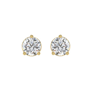 LADIES SOLITAIRE EARRINGS 4CT ROUND DIAMOND 14K YELLOW GOLD (CENTER STONE ROUND DIAMOND 2CT )