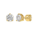 LADIES SOLITAIRE EARRINGS 4CT ROUND DIAMOND 14K YELLOW GOLD (CENTER STONE ROUND DIAMOND 2CT )